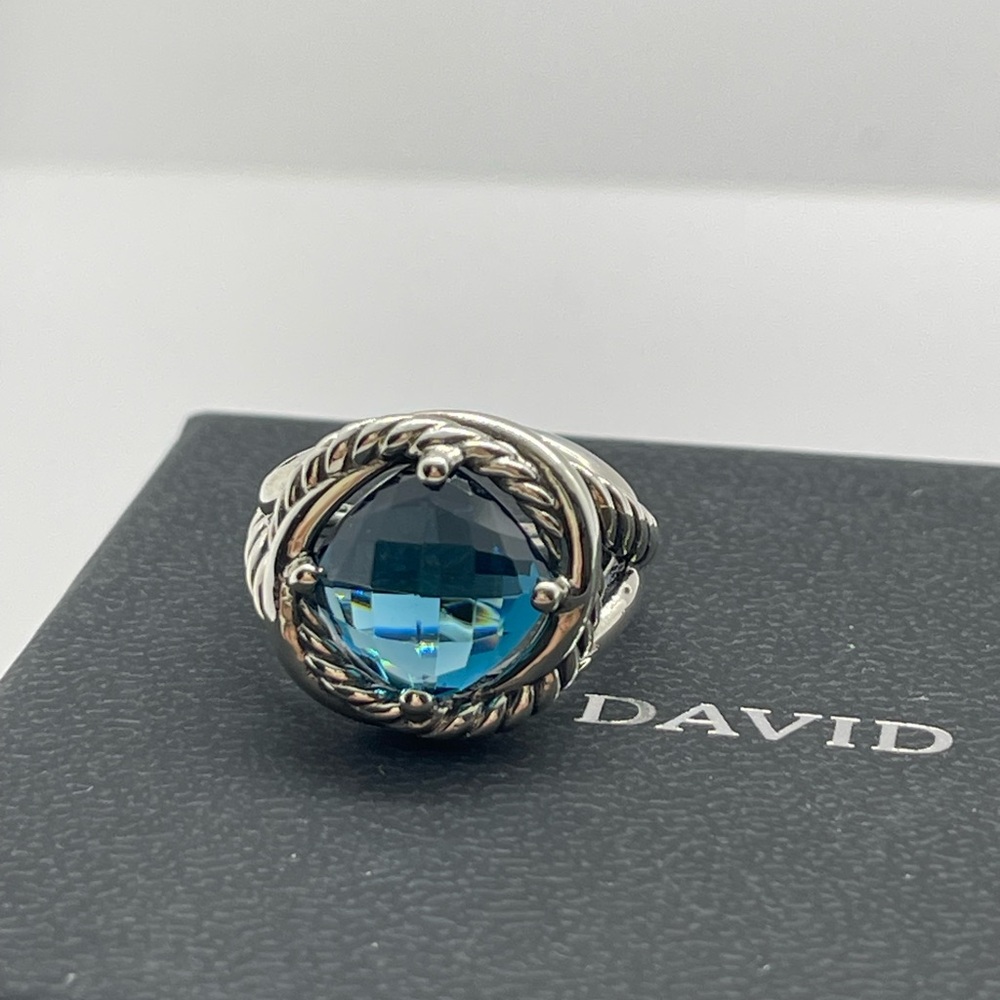 David Yurman Hampton Blue Topaz Infinity Ring - Picture 2 of 10